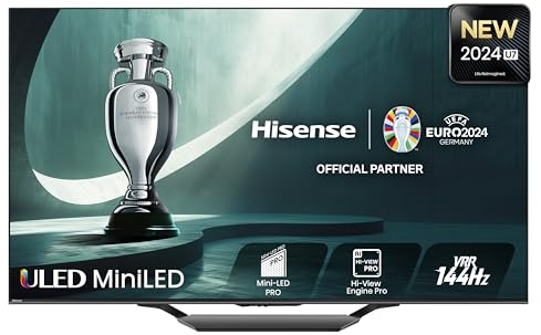 Hisense 75U7NQ 189cm (75 Zoll) Fernseher, 4K Mini LED ULED HDR Smart TV, Quantum Dot, 120Hz/ 144Hz VRR, HDMI 2.1, Game Mode Pro, Dolby Vision IQ & Atmos, Bluetooth, Alexa Built-in, Anthrazit, [2024]