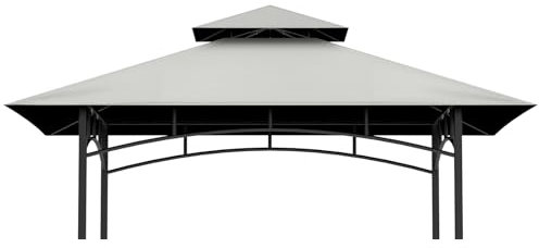 Ersatzabdeckung für Grillpavillon, 5 x 8 cm, für den Außenbereich, doppellagig, Grillpavillon, Überdachung für Modell #L-GG001PST-F (grau)