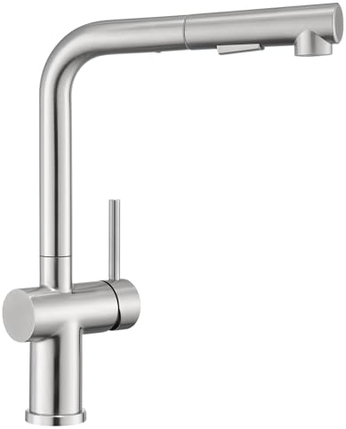 BONADE Robinet de cuisine extensible haute pression avec douchette 2 types de jet, robinet rotatif à 360 °, mitigeur de cuisine, mitigeur de cuisine, mitigeur de cuisine à levier unique en acier