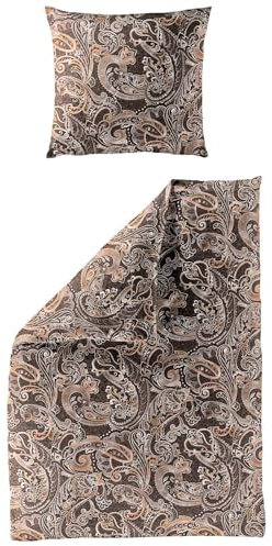 Traumschlaf kuschelig weiche Biber Bettwäsche Gent Gold aus 100% Baumwolle mit Reißverschluss 135x200 cm + 80x80 cm