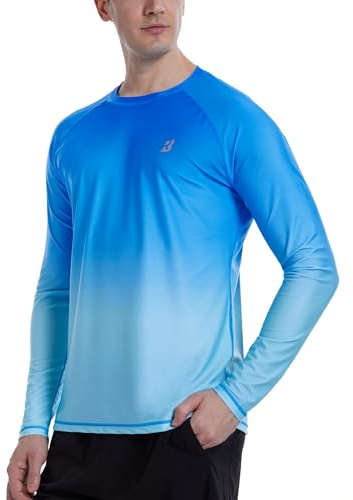 Roadbox Men's UPF 50+ Sun Protection Shirt Long Sleeve, Quick Dry Breathable Rash Guard for Swimming, Fishing, Hiking & Running