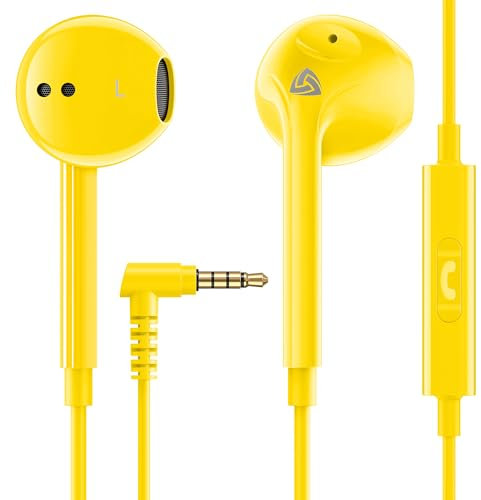 Ludos Zenith Auriculares In Ear con Cable y Microfono, 2 Años de Garantía, Auricular con Jack, Cascos Musica con Graves Potentes, para iPhone, iPad, Samsung, Xiaomi, Huawei, Gaming - Amarillo
