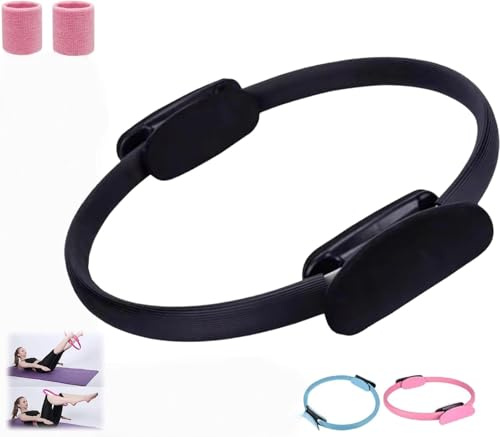 Anello da pilates, fitness trainer, 2025, anello da pilates, anello magico da yoga, 14,96 pollici, con manici a doppia imbottitura, per braccia toniche, gambe da uomo e da donna (nero)