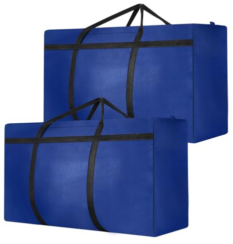 SUNNOW 2 Pcs 180L Jumbo Moving Bag, Large Storage Bag Heavy Duty Moving Box with Reinforced Bottom & Wrap-Around Handles for Home, College Dorm Clothes Bedding Duvet Quilt Blankets Toys