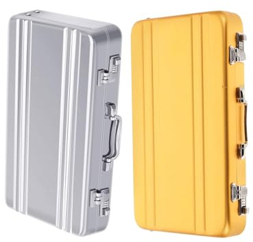 2 fundas de metal para tarjetas de visita de 3.86 x 2.52 pulgadas, soportes de aluminio ligero para regalos corporativos y funda de aluminio esencial ejecutiva