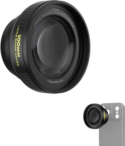 Freewell Objectif macro de 100 mm de long pour iPhone et Samsung, distance de mise au point de 60 mm – Capturez des gros plans détaillés de la nature et des petits objets