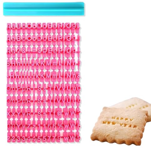 GWEOR Timbro e Stampo per Biscotti con Lettere dell’Alfabeto Personalizzate, Set Formine per Torta e Tagliabiscotti Rettangolari, Strumento per Decorazione Torte e Pasticceria