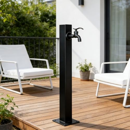 Columna de agua para jardín Fuente independiente Cuadrado de acero inoxidable, Grifo de jardín vertical Hidrante de jardín, Columna dispensadora de agua Grifo de pedestal(Estilo 1,Height: 80cm/31.5in)