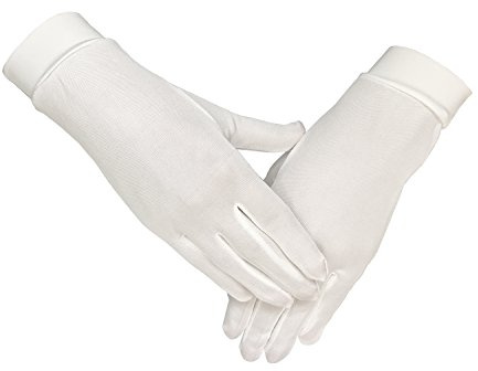 LSHARON 100% Mulberry Silk Thermal Liner Gloves (Medium, White)