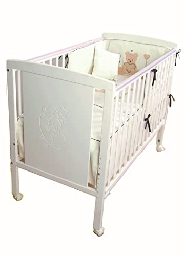 Mundibebé Cuna para bebé, Modelo Oso Dormilón + Colchón Viscoelástica + Protector de colchón Impermeable