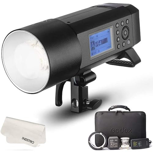 Godox AD400 Pro Flash Stroboscopique Extérieure, 400Ws 1/8000s 2,4 G TTL Flash Puissant Portable avec 2600mAh Batterie et Alimentation AC/DC, Strobe Light avec Bowens Mount et Godox Mount