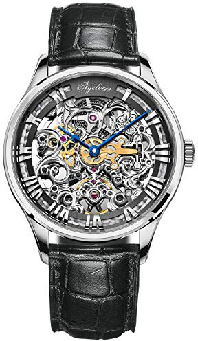 AGELOCER Automatic Watch for Men Original Design, Waterproof Mechanical Watch, Skeleton Vintage Baroque Engraved Dress Watches for Men Gift