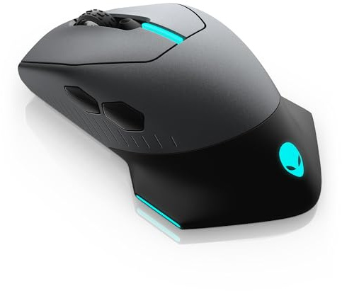 Alienware Wired/Wireless Gaming Mouse AW610M - 16000 DPI Optical Sensor, 350 Hour Rechargeable Battery, 7 Buttons, 3-ZONE 16.8m AlienFX RGB Lighting, Ergonomic - Dark Side of the Moon