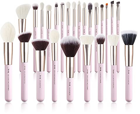 Jessup Makeup Brushes Set Professional, 25PCS Pink Premium Natural Powder Foundation Eyeshadow Blending Concealer Blush Highlight Labeled Brushes, T290