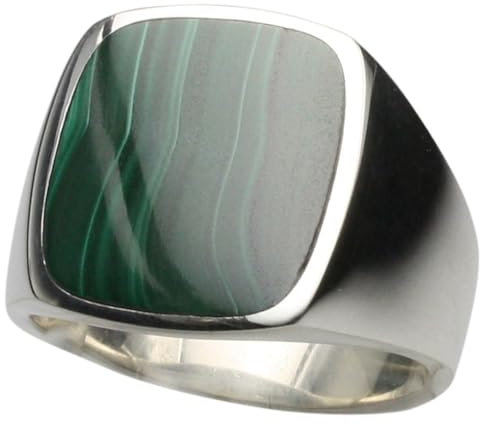 Bildschöner Siegelring aus 925er Silber mit Malachit, Größe:64 (20.4 mm)