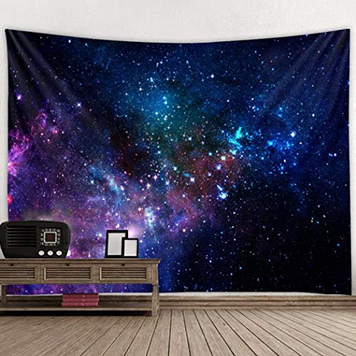 TANGT Tapisserie Sternenhimmel See Tapisserie Wandteppich Kosmos Stern Weltraum Universum Wandbehang für Schlafzimmer Wohnzimmer Schlafsaal Marineblau (A,200 x 150 cm)