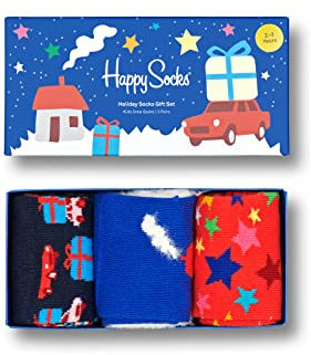 Happy Socks 3-Pack Kids Holiday Socks Set, farbenfrohe und fröhliche, Socken für Männer und Frauen, Blau-Weiß-Rot (0-12M)