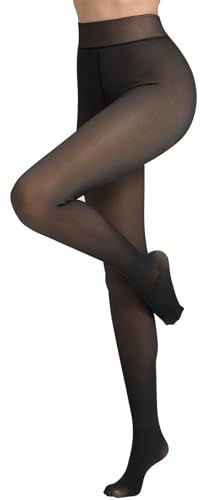 Vertvie Damtermostrumpbyxor, genomskinliga vinterleggings med innerfleece, hög midja, fodrade plyschstrumpor, genomskinliga, varmhållande tights, stretch, tjocka benvärmare, strumpbyxor, 200g für