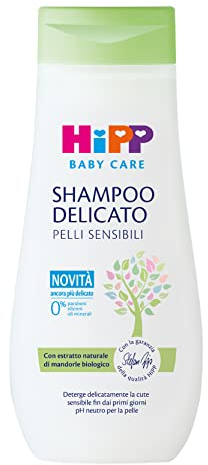 HiPP - Baby Care Sanftes Baby-Shampoo, reinigt sanft und reizt die Augen, für empfindliche Haut, mit natürlichem Bio-Mandel-Extrakt, 1 Flasche mit 200 ml