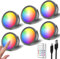 USB Aufladbar RGB LED Spot Akku, Schwarz Wiederaufladbar Kabellos Vitrinenbeleuchtung mit Fernbedienung und Timer Magnetisch Unterbauleuchte Küche LED Rund Farbwechsel Touch Schrankleuchte zum Kleben