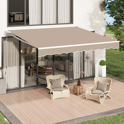 U-MAX Awnings for Outside, 10' x 8' Retractable Awning for Patio, Beige
