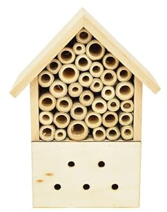 Seaside No.64 - kleines Insektenhotel aus Naturholz mit farbigem Dach - Nisthilfe für Krabbler in liebevoller Handarbeit gefertigt - zum Aufhängen am Balkon, im Garten (Natur = 13,5 x 18 x 7,5 cm)