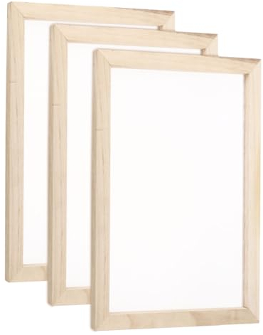 QUARKZMAN 3 Stück Siebdruckrahmen, 34x25 cm Holz mit 160er weißem Netz für DIY-Siebdruckprojekte