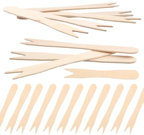 YILANJIN 200 forchette in legno per patatine, mini forchette in legno, forchette per patatine fritte, forchette in legno naturale biodegradabile, forchette da cocktail in legno, forchette da frutta in
