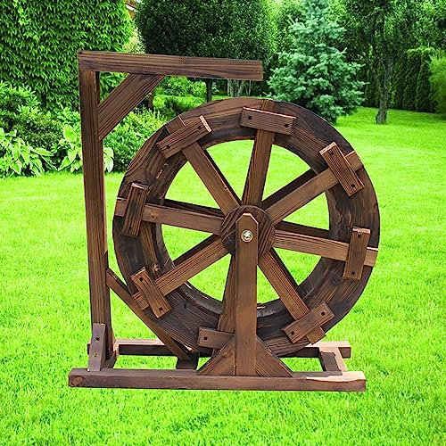 ZJFHEYUO Fontana a Ruota idraulica, Decorazione da Giardino, Cascata a Ruota in Legno, Fontana a Ruota Esterna, laghetto Ornamentale Rustico Vintage Decorativo per Giardino, pati