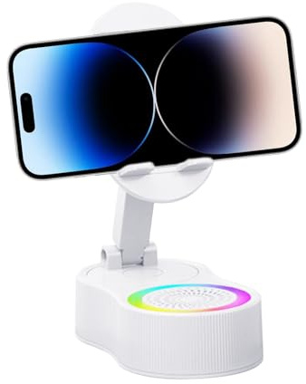 Générique Phone Stand with Speaker – Inductive Audio Station with RGB Lighting, Stand for Tablet and Sound Station for Recording Movies Streaming Music Travel