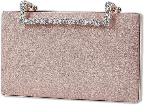 BIBTOO Brudväska för bröllop, elegant axelväska för kvinnor, aftonglittrande paljetter handväska, glänsande handväska (roséguld)