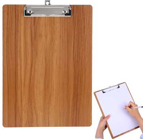 Porte-bloc A4 en bois avec pince pour notes quotidiennes, pour organiser les listes de reçus et tous les jours, convient pour une utilisation dans les écoles, les bureaux, les supermarchés (cerise)