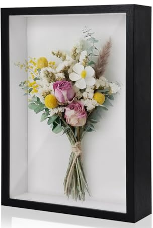 XIATIAN 3D Shadow Box 20.3 x 25.4 cm, Shadow Box Frame, Deep Box Frames for Objects up to 3cm, Deep Frame Display Box for Crafts Memorabilia, Flower, Tickets (Black)