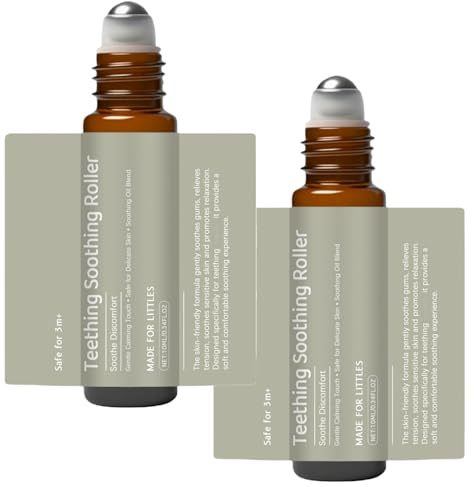 2 rulli per dentizione, rullo per olio essenziale per dentizione, rullo per sollievo dalla dentizione, bastone idratante per dentizione, gel delicato e polvere alternativa, T/eething O/il per uso
