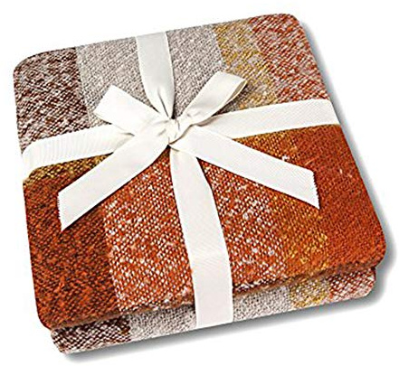 Home Decorations Super Soft Vintage Fluffy Plaid Throw Blanket-100% Acrylic Cashmere-Like- Bedspread Picnic Tailgate Stadium RV Camping Blanket Throw with Fringe,50 W x 67 L (Orange)