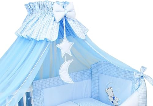 Mosquitera para cama de 4 piezas, con dosel, 480 cm, color azul