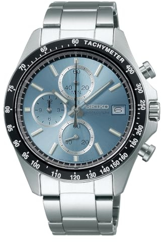 Seiko Selection Herren Chronograph Quarz, Zifferblatt: hellblau, 1個, Chronograph