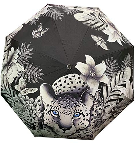 Anuschka Regenschirm, automatisches Öffnen/Schließen, UPF 50+, maximaler Sonnenschutz, wasserdicht, passt in die Handtasche, 96,5 cm Gr. Einheitsgröße, Cleopatra Leopard