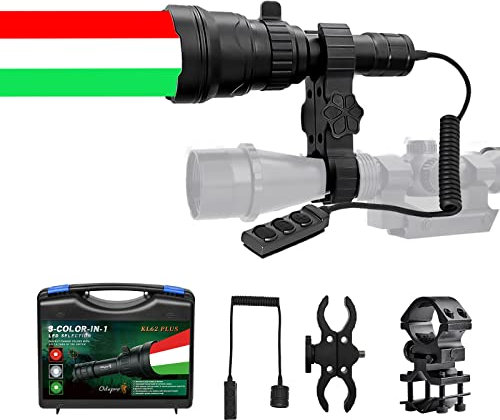 Odepro KL62Plus 3-Color-in-1 (Rot, Weiß, Grün) Zoom Taschenlampe Stufenlos dimmbare LED-Taschenlampe IP68 Wasserdichte taktische Taschenlampe