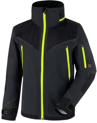 WÜRTH MODYF Winterjacke für Herren Hardshelljacke Performance in den Farben Anthrazit & Gelb – wetterfeste Jacke mit integrierter Kapuze – absolut wasserdicht -M