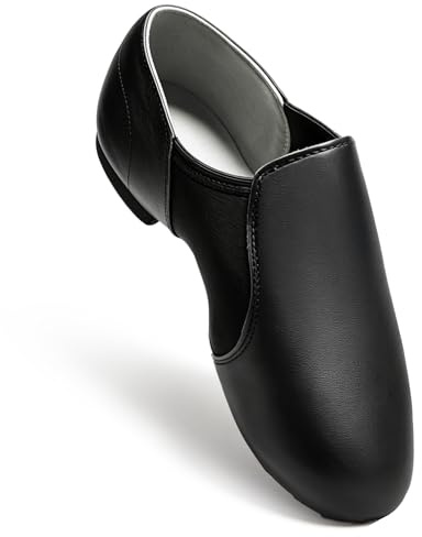 Asyusyu Chaussures de jazz Neo-Flex à enfiler en cuir synthétique souple, chaussures de jazz modernes à semelle fendue pour homme et femme