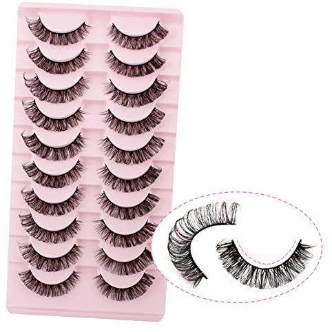 Oreola Russian Strip Lashe 3D Volume Bouclé Cil Naturels 10 Paires Cat Eye Lashes D Curl Fluffy Artificiel Set, Réutilisable
