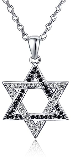 TANGPOET Collier en forme d'étoile de David pour femme - En argent sterling 925 - Zircon cubique - Pendentif étoile de David - Bijoux pour femmes et filles, Argent sterling
