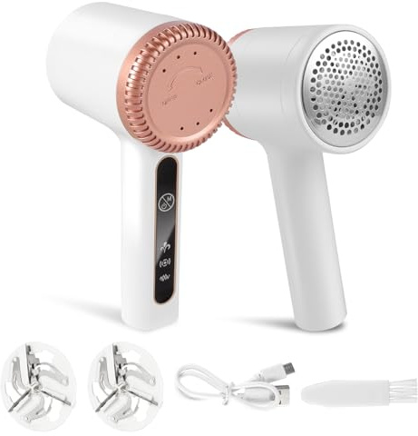 Coeki Fabric Shaver, Rechargeable Lint Remover Portable Bobble Remover for Clothes with 3 Free Extra Blade, USB Charging Debobbler Clothes Shaver for Garments/Bedding/Furniture