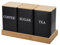 Tuzsocr 3 Pack Tea Sugar Coffee Canister Set with Bamboo Lids, Airtight Storage Canisters Food Storage Containers Pots Jars, Rust Resistant Powder Coated Iron Caddies,for Kitchen Food Storage (Black)