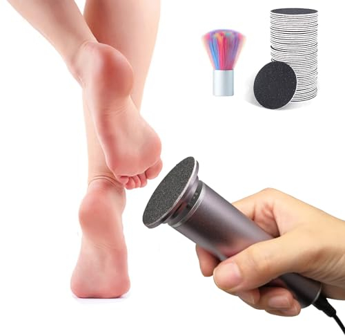Electric Foot File Hard Skin Remover, Professional Electric Foot Sander Pedicure Tools (Adjustable Speed) with 60 Sandpaper Discs and Clean Brush for Dry Dead Skin Cracked Heels Calluses (Gray)