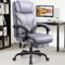 FelixKing Bürostuhl, Chefsessel, Chefsessel aus Leder, Ergonomischer hoher Bürostuhl, Bequemer drehbarer Bürostuhl mit Verstellbarer hoher Fußstütze für Heimspiele(Matte Gray)
