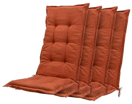 Madison 4er Set Hochlehner Auflagen, Bequeme und Stilvolle Gartenstuhlauflage für Holz-,Stahl-, Oder Kunststoffstühle, Sitzauflage - Indoor/Outdoor Stuhlpolster