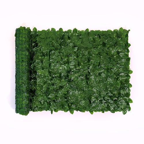 Meridiana - Siepe Finta Artificiale Ornamentale Rotolo Frangivista Frangivento 1680 Foglie Foglia Finta Prato Lauro Osmantus Sintetica Anticaduta Ringhiera Terrazzo Balcone Giardino (1 x 12 Mt)