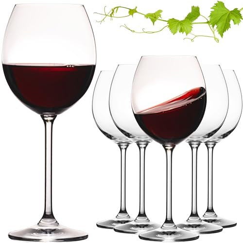 IMPERIAL Bourgogny-glas, 350 ml, set med 6 delar, Venedig, rödvinsglas av Crystalline glas, vinglas, diskmaskinssäkra